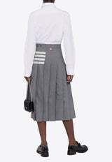 4-bar Stripes Midi Pleated Skirt