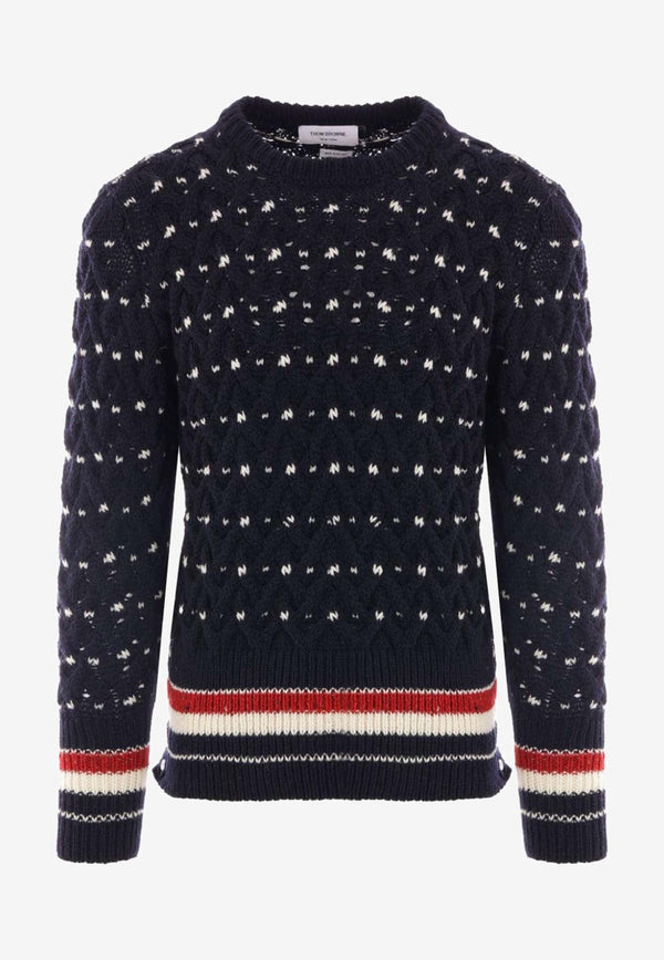 Donegal Cable-Knit Crewneck Sweater