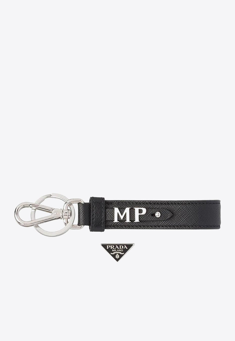 Logo Plaque Leather Keychain