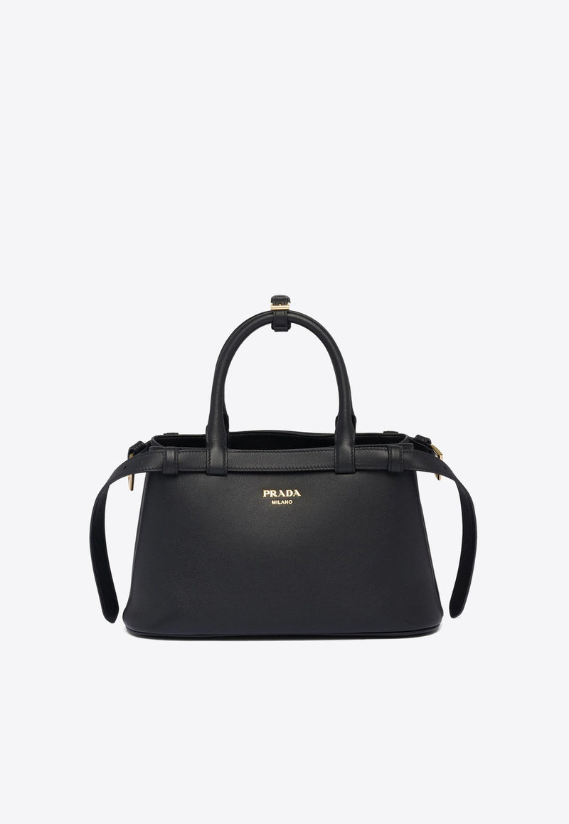 Small Logo Leather Top Handle Bag