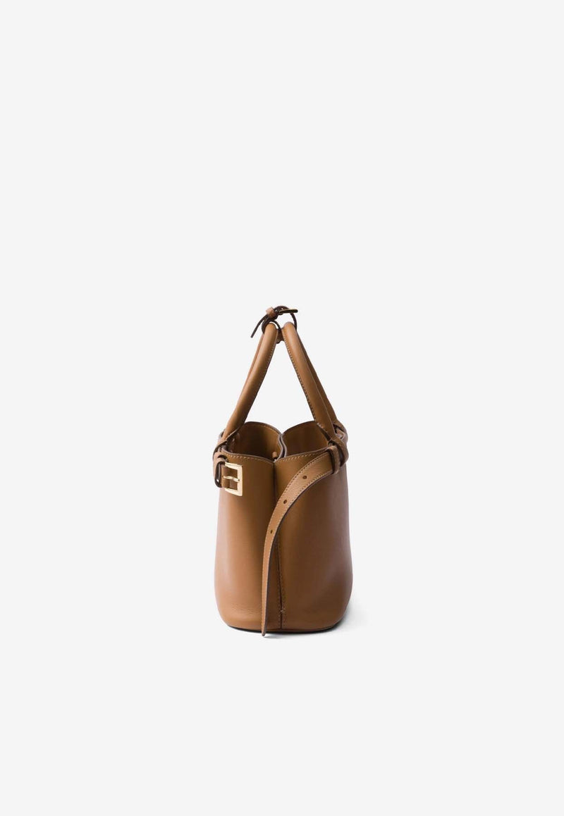 Small Logo Leather Top Handle Bag