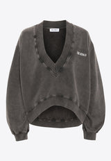 V-neck Faded Cropped Sweatshirt