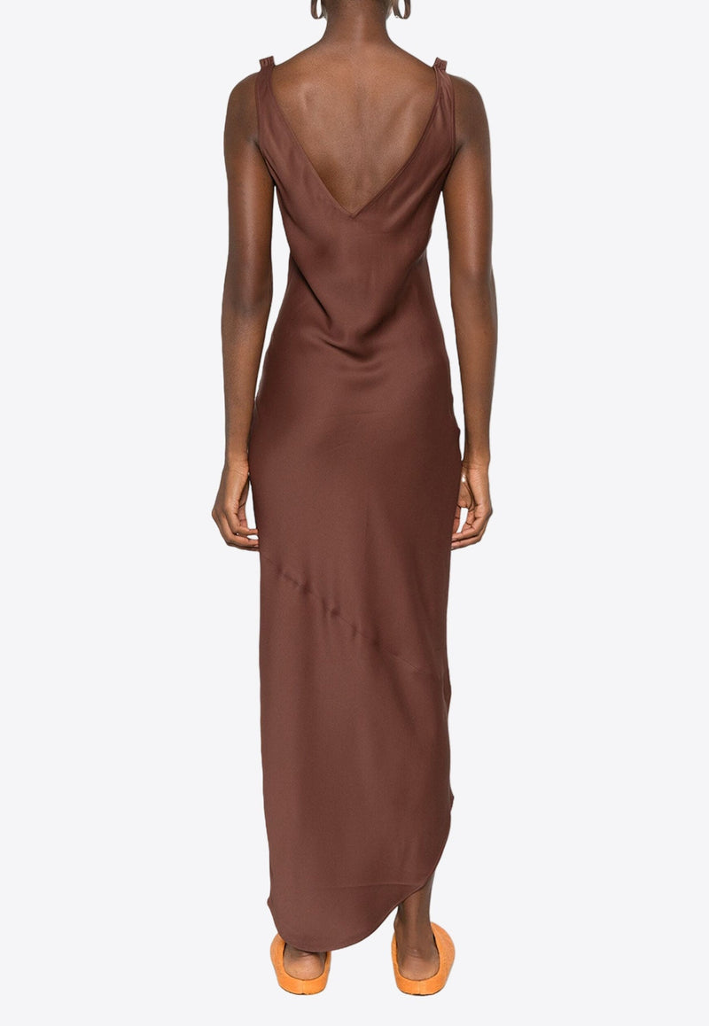 V-neck Satin Midi Dress