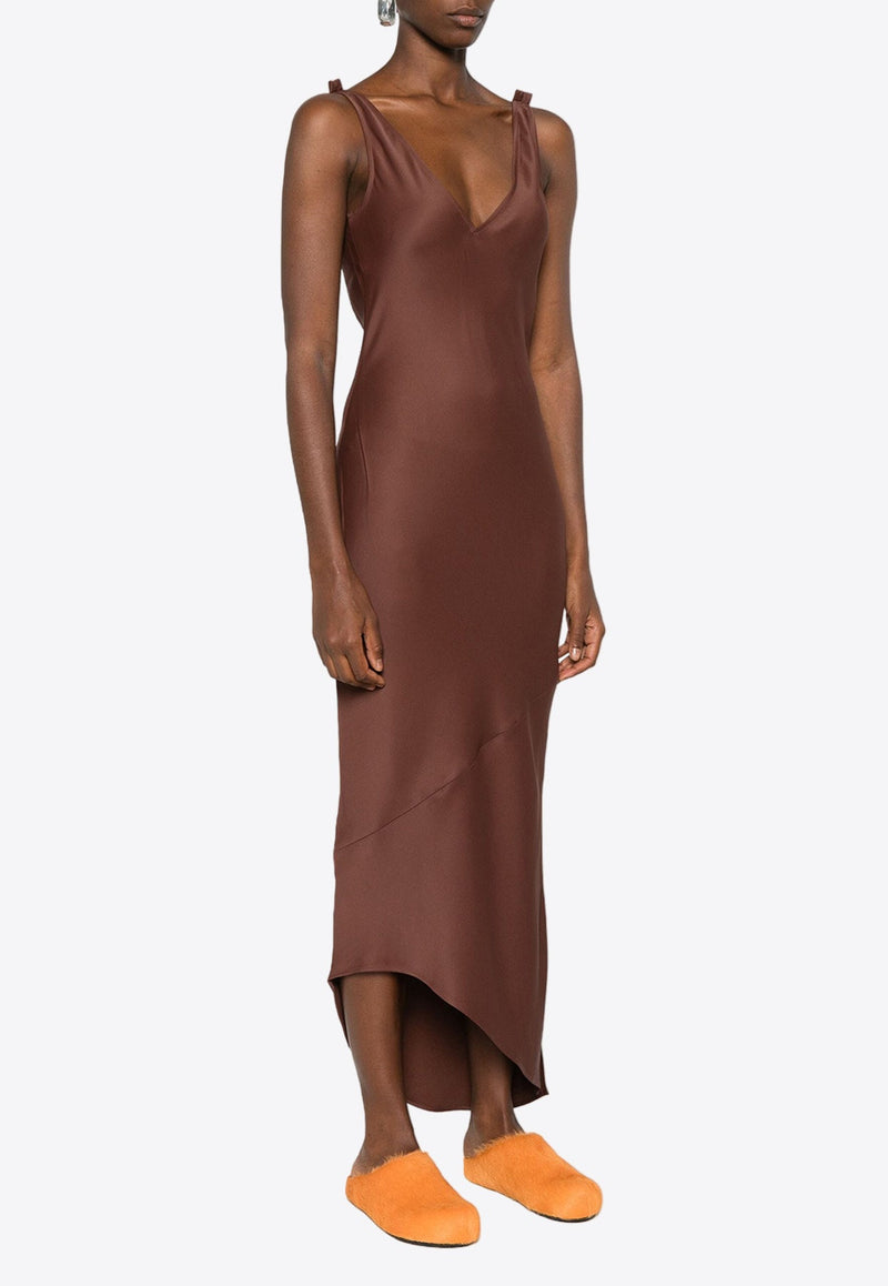 V-neck Satin Midi Dress