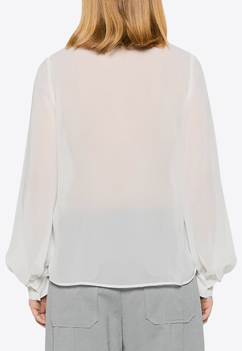 Polidori Tied-Neck Sheer Blouse