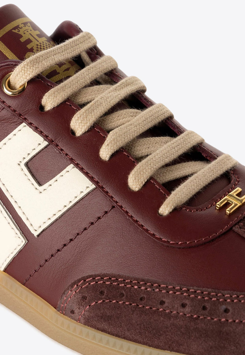 Appliqué Logo Leather Sneakers