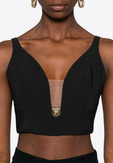 V-neck Crepe Cropped Top