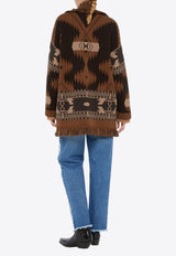 Jacquard Cashmere Fringed Cardigan