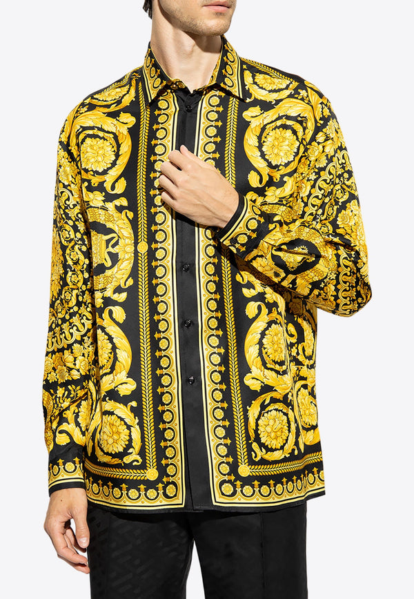 Barocco Print Long-Sleeved Silk Shirt