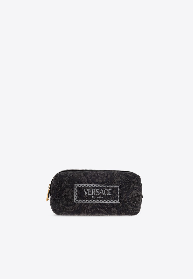 Embroidered Logo Jacquard Pouch Bag