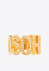 Rhinestone Embellished Logo Ring