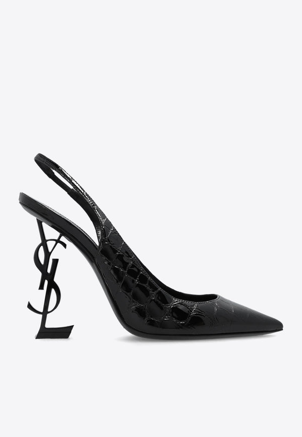 Opyum 90 Croc-Embossed Leather Slingback Pumps