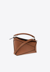 Small Puzzle Leather Top Handle Bag