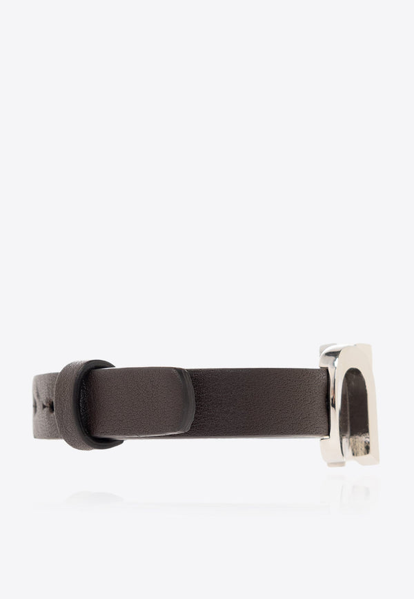 Gancini-Buckle Leather Bracelet