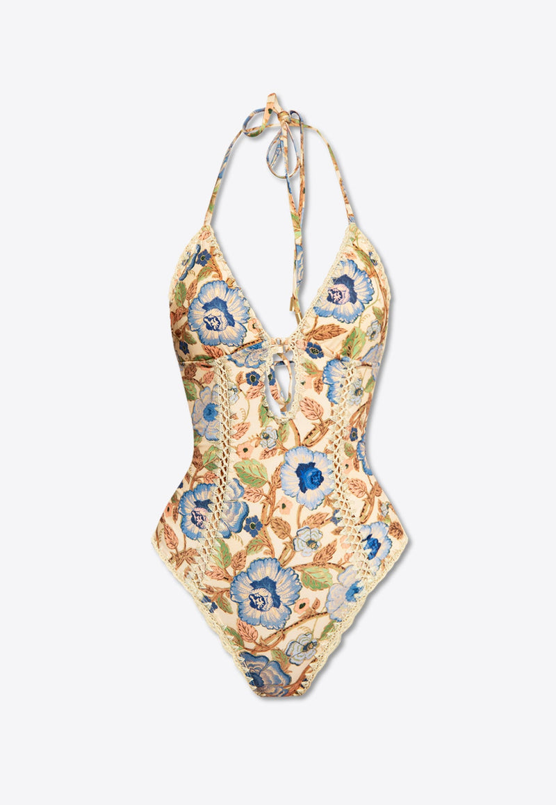 Junie Crochet-Trimmed One-Piece Floral Swimsuit