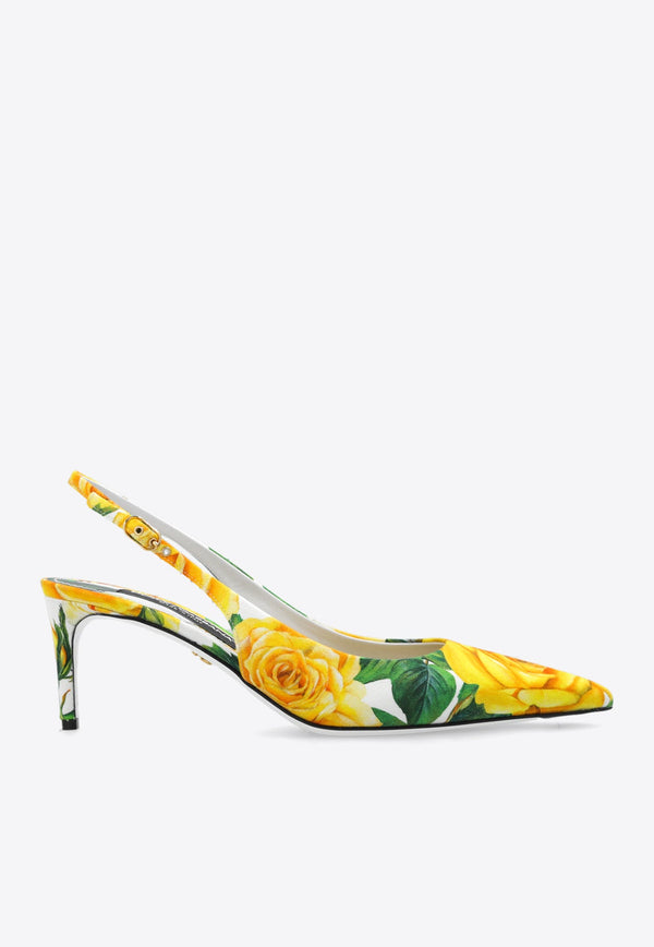 Lollo 60 Rose Print Slingback Pumps