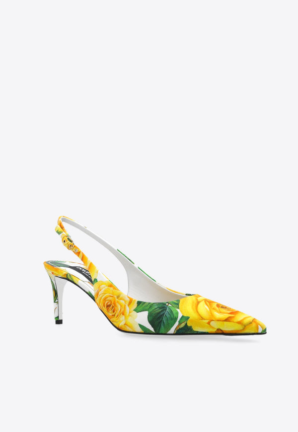 Lollo 60 Rose Print Slingback Pumps