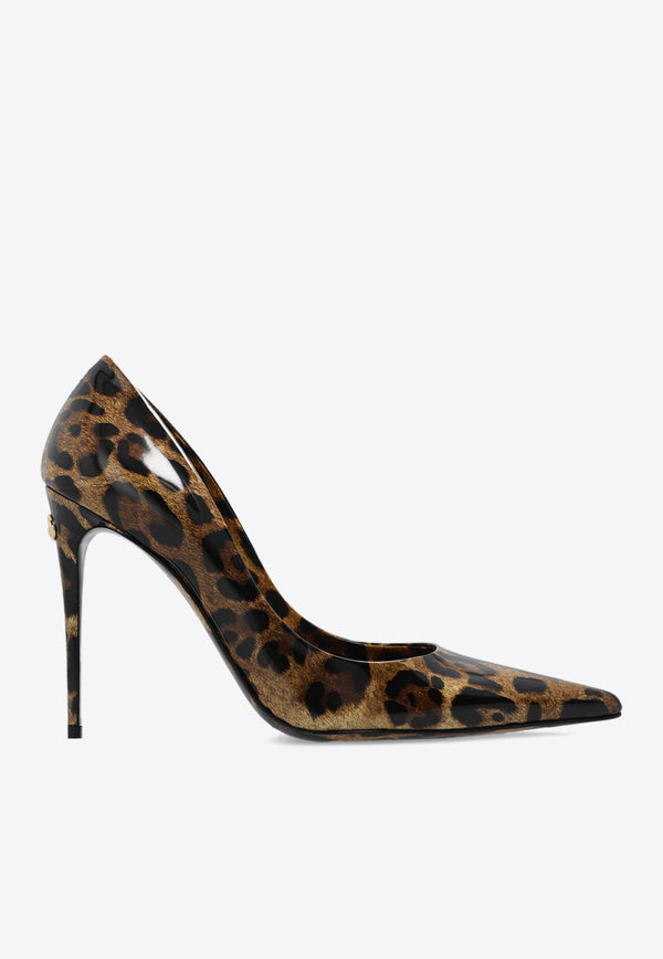 105 Leopard Print Patent Leather Pumps