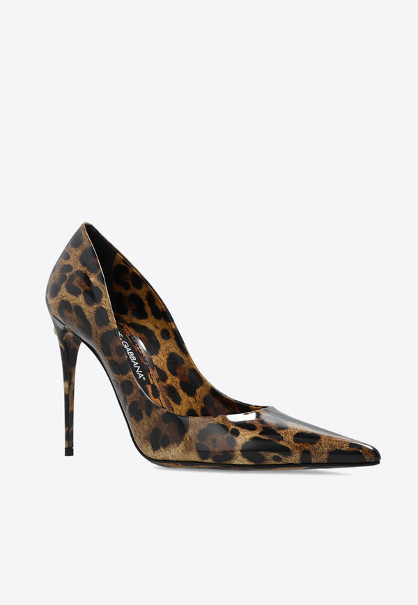 105 Leopard Print Patent Leather Pumps