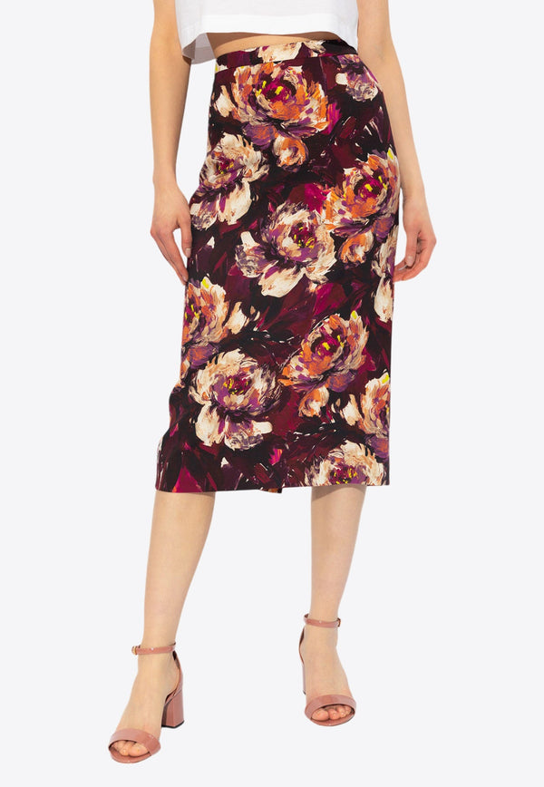 Floral Print Midi Skirt