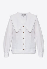 Ruffled Collar Buttoned Shirt