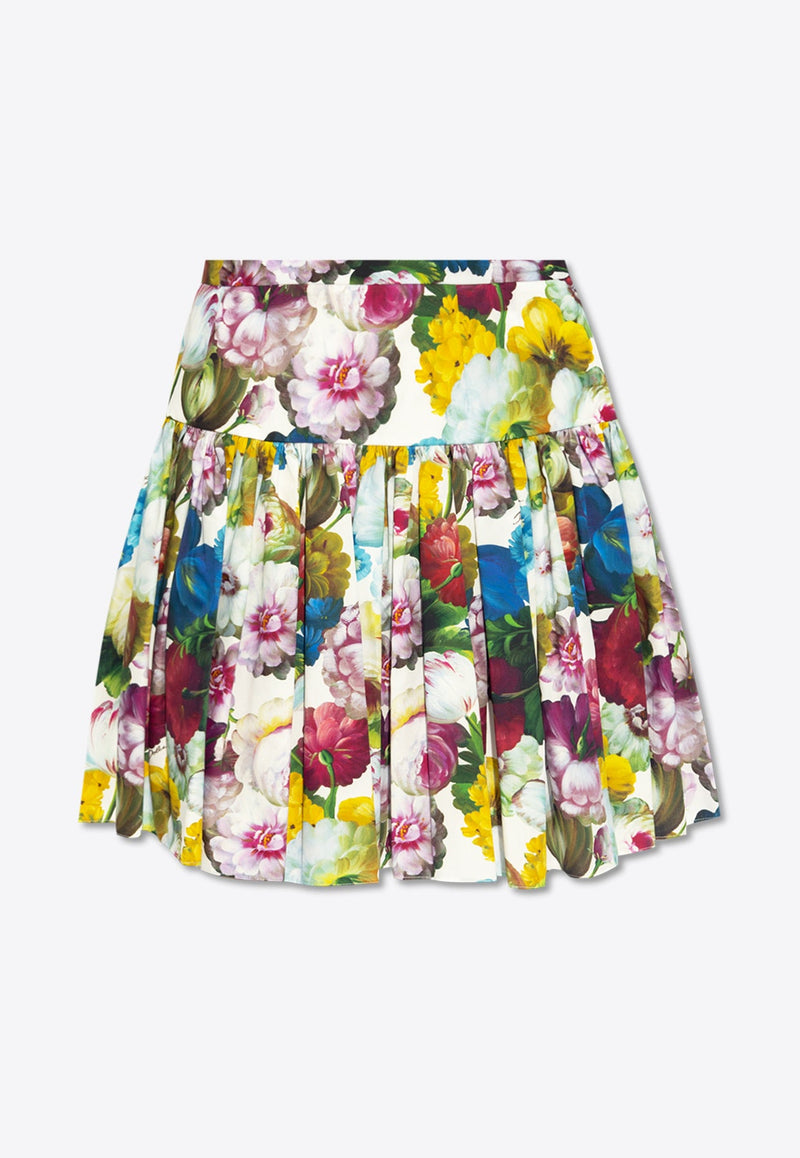 Floral Print Pleated Mini Skirt