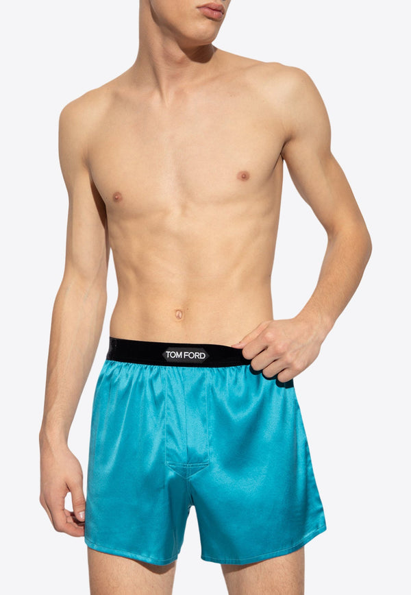 Logo Waistband Silk Boxer Shorts