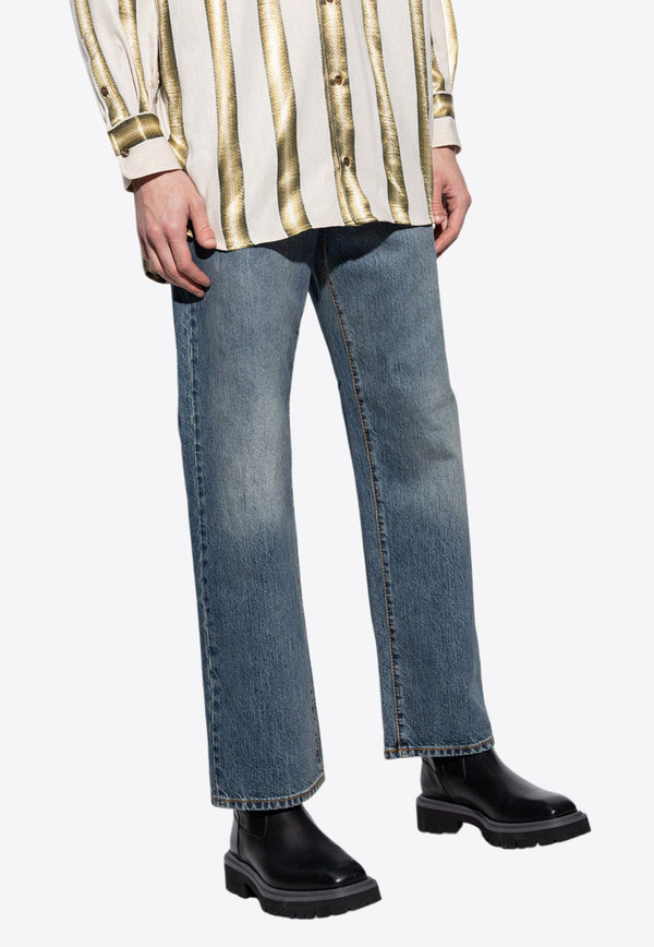 Logo Embroidered Straight-Leg Jeans