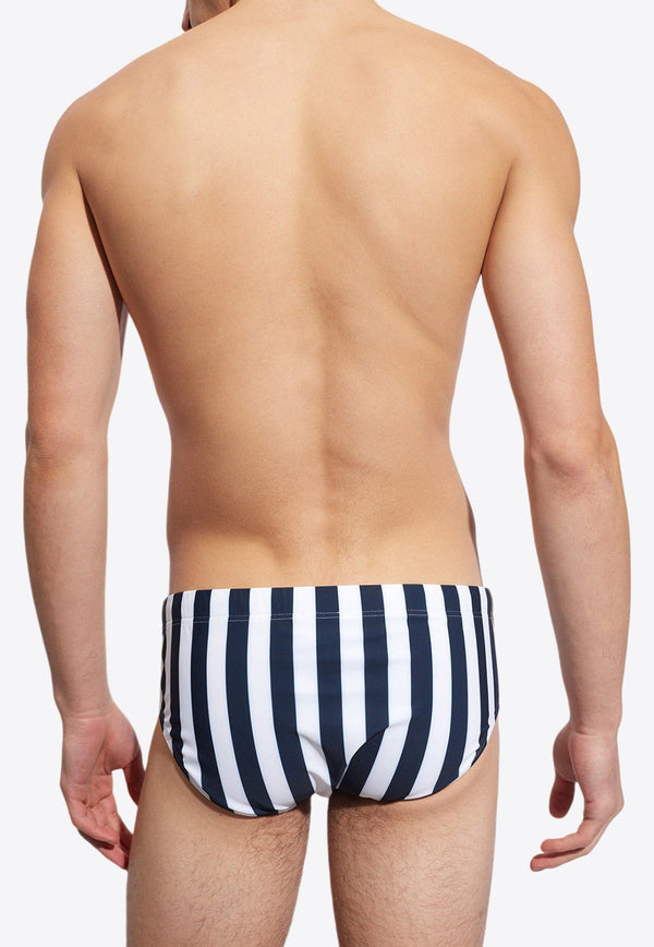 Logo Striped Swimming Briefs