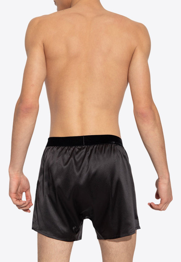 Logo Waistband Silk Boxer Shorts