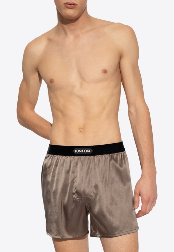 Logo Waistband Silk Boxer Shorts