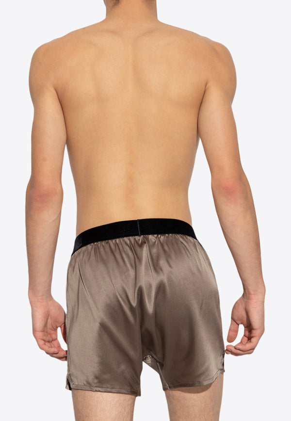 Logo Waistband Silk Boxer Shorts