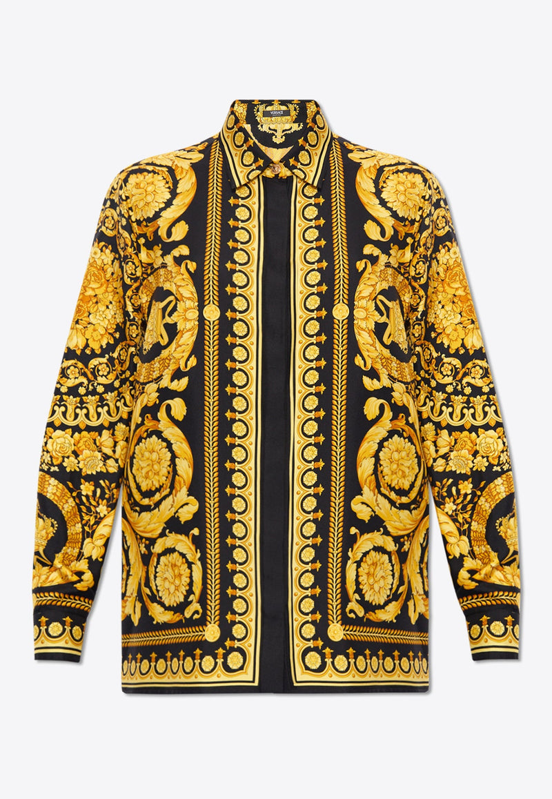 Barocco Print Long-Sleeved Silk Shirt