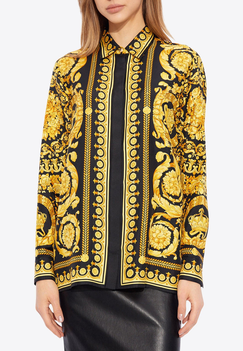 Barocco Print Long-Sleeved Silk Shirt