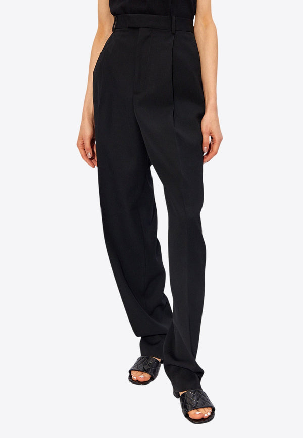 Tapered-Leg Tailored Wool Pants