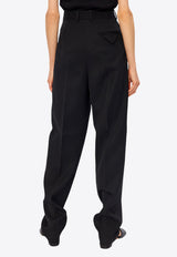 Tapered-Leg Tailored Wool Pants