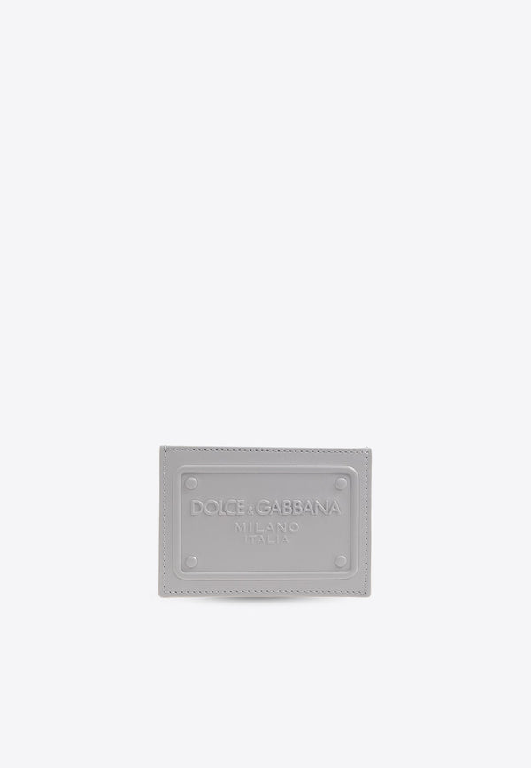 Embossed Logo Plaque Leather Cardholder