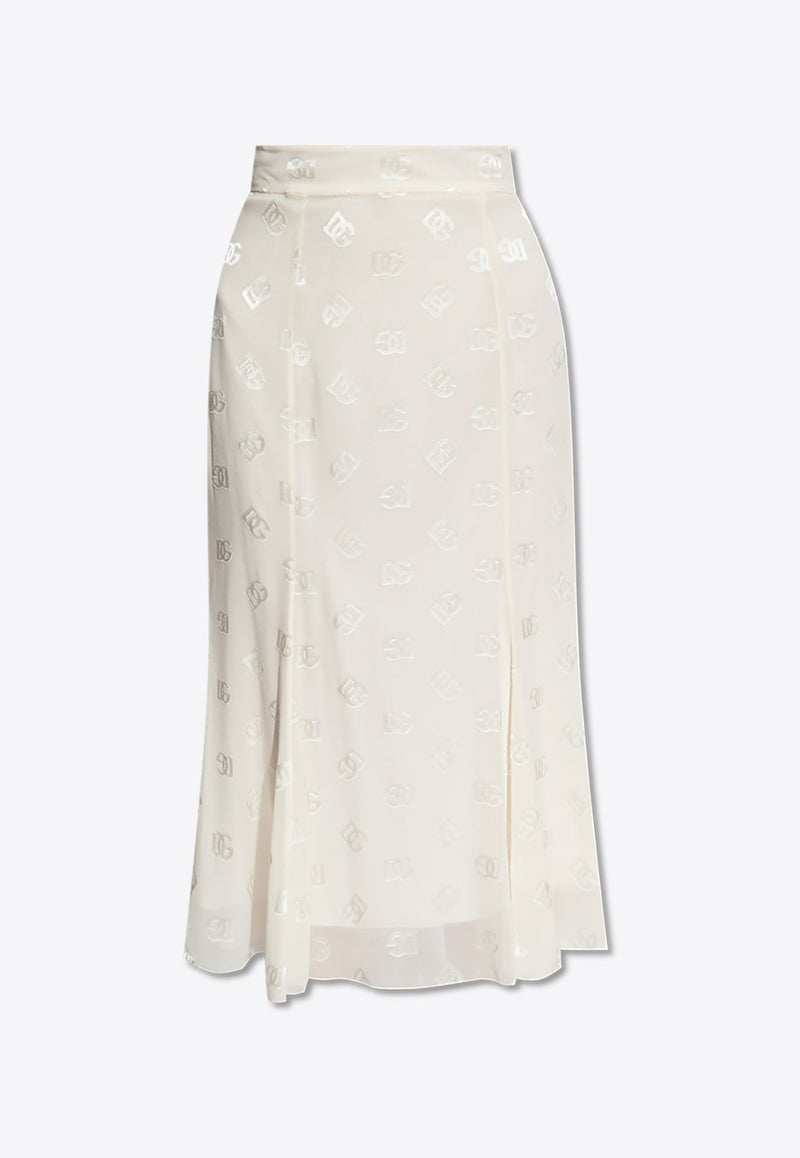 DG Logo Jacquard Satin Godet Skirt