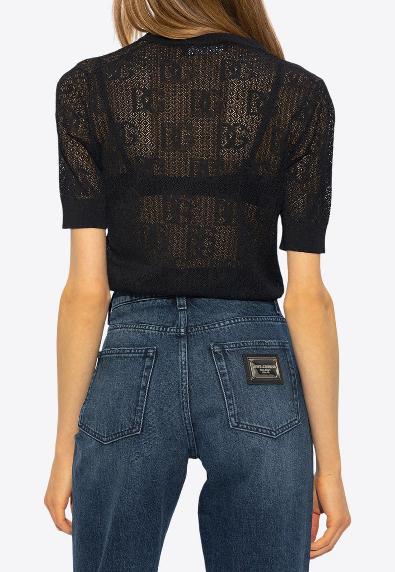 DG Logo Jacquard Open-Knit Top