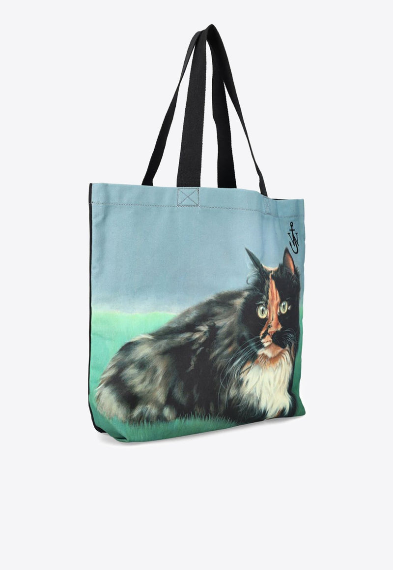 Cat Print Canvas Tote Bag