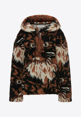 Graphic Print Faux-Fur Jacket