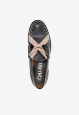 Cross-Print Calf Leather Loafers