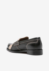 Cross-Print Calf Leather Loafers