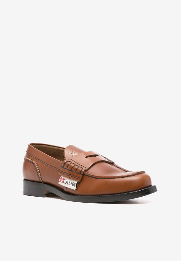 Logo Patch Calf Leather Loafers