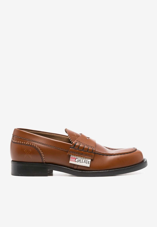 Logo Patch Calf Leather Loafers