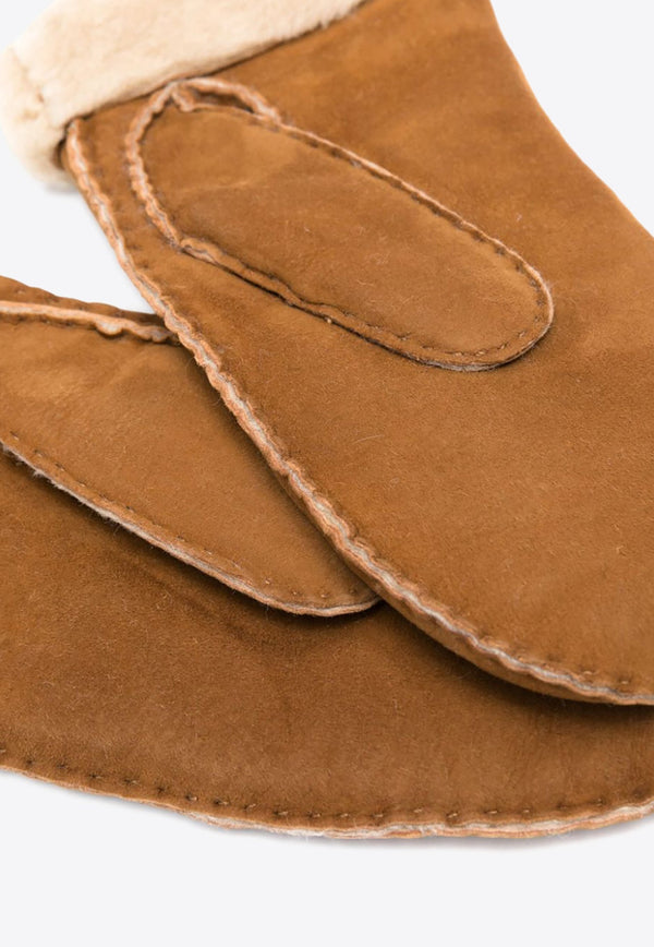 Shearling-Trimmed Suede Mittens