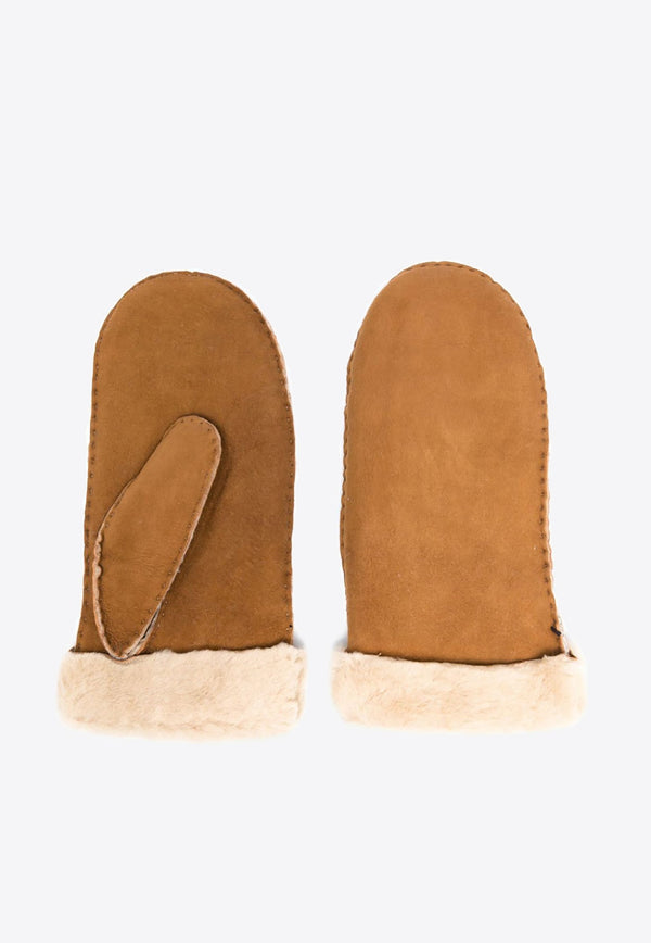 Shearling-Trimmed Suede Mittens