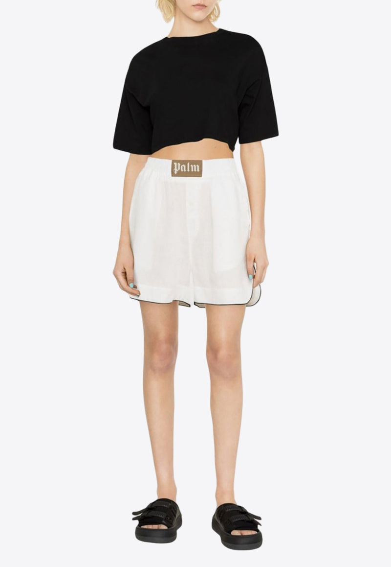 Logo Patch Linen Shorts