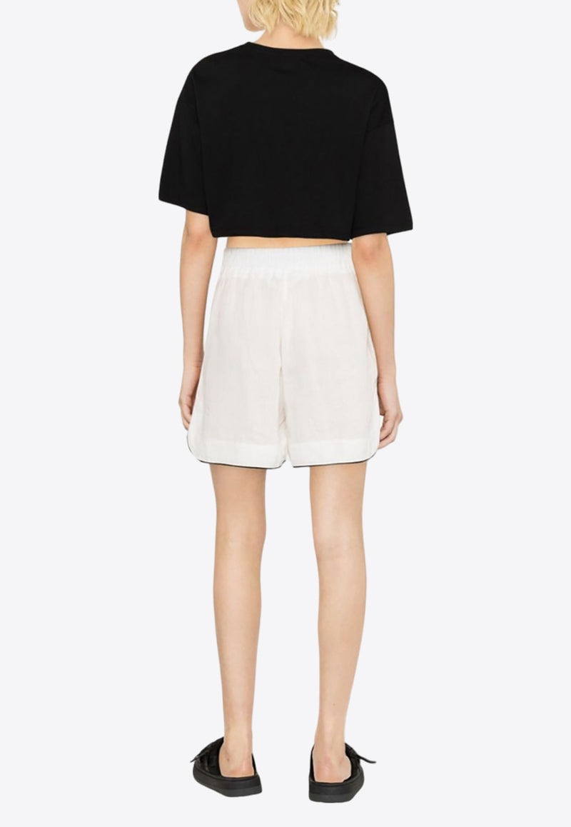 Logo Patch Linen Shorts