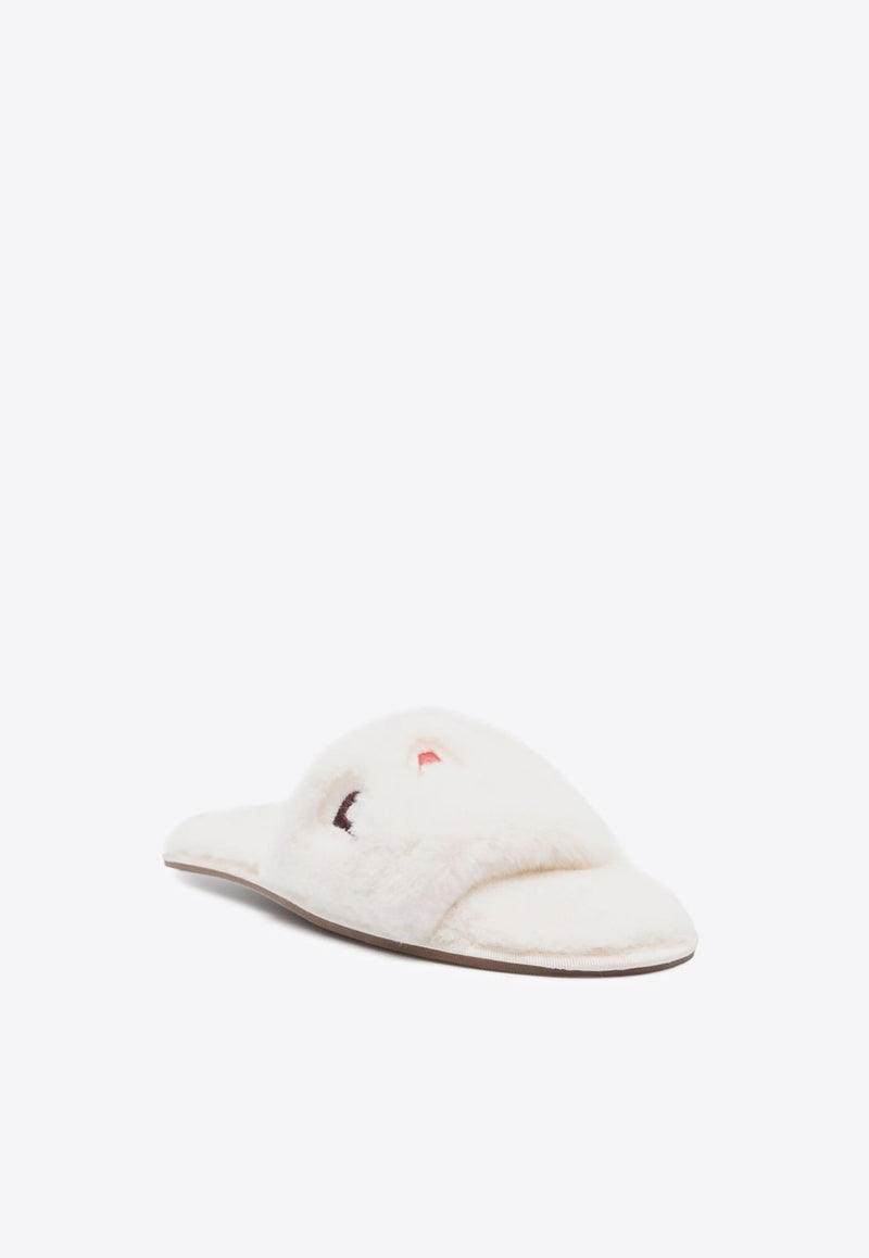 Juniper Faux-Fur Logo Slippers